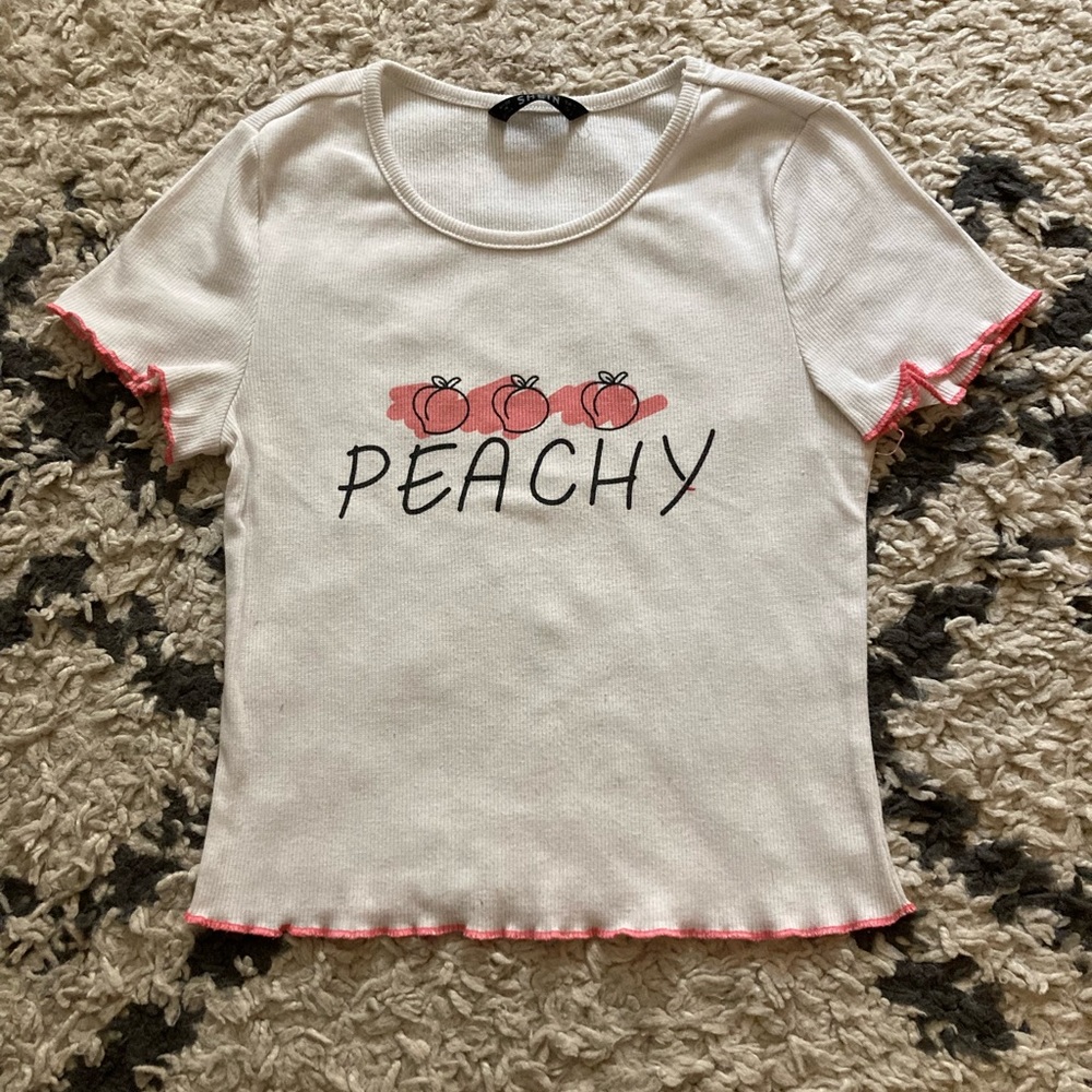 White With Pink Ruffles Baby Tee